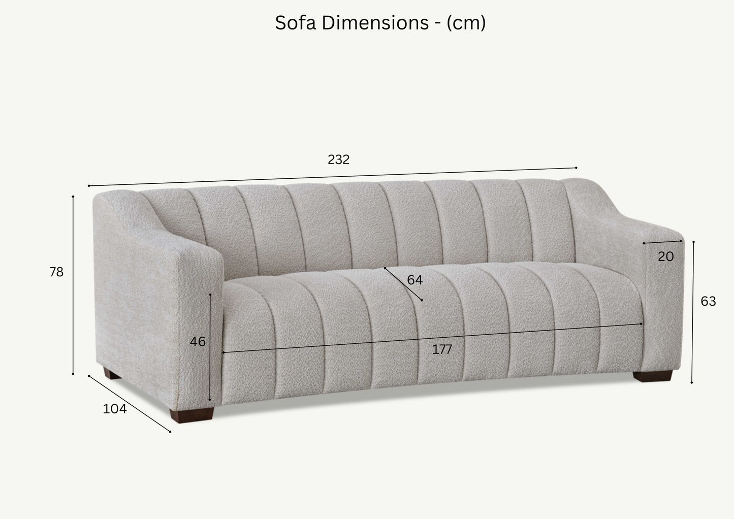Apollo 3 Seater Sofa in Bouclé Fabric