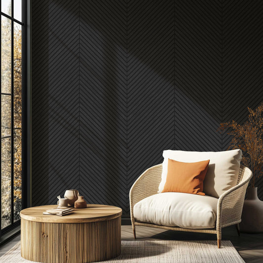 Herringbone Acoustic Wood Panel - Black Oak