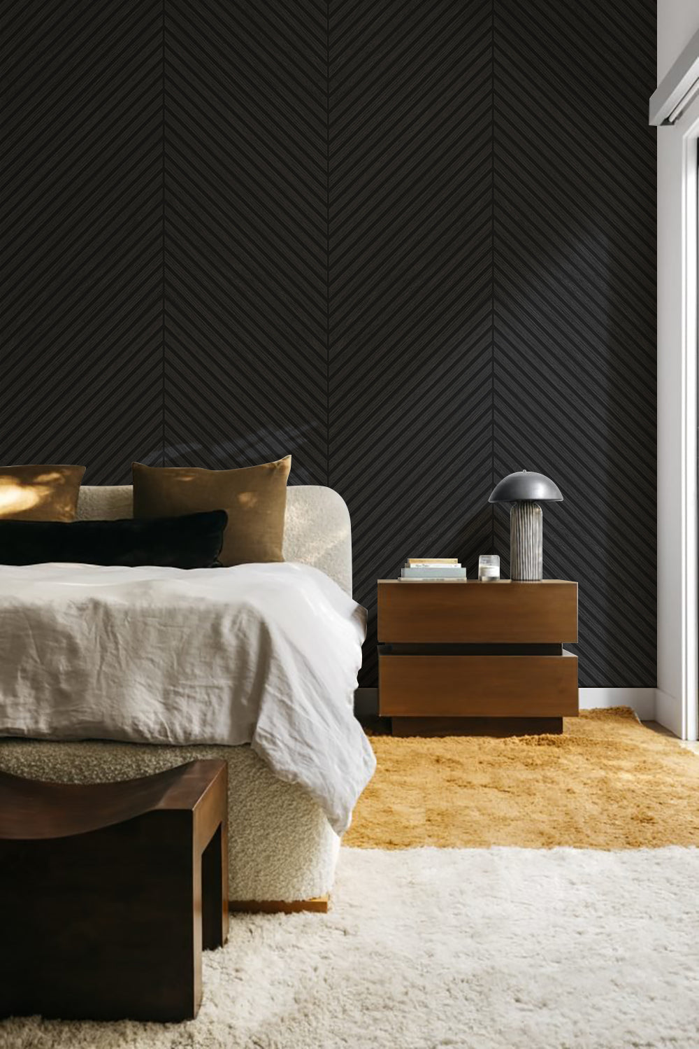 Herringbone Acoustic Wood Panel - Black Oak
