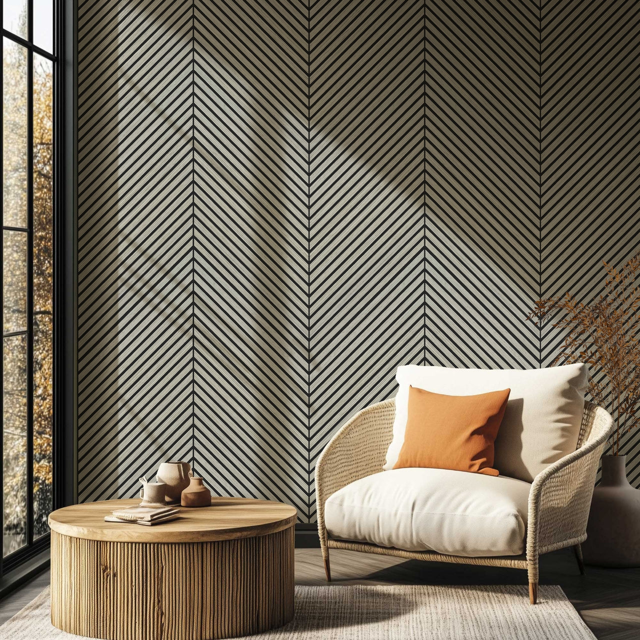 Herringbone Acoustic Wood Panel - Silver Walnut