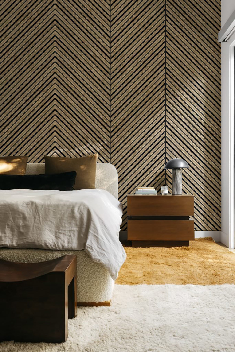 Herringbone Acoustic Wood Panel - Walnut