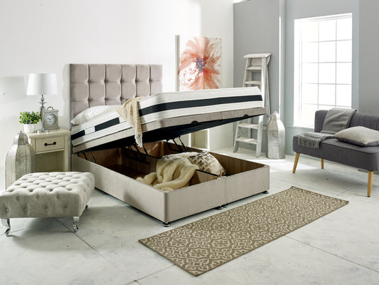 Sloane Ottoman Bed – Cubic Button Headboard - End Lift