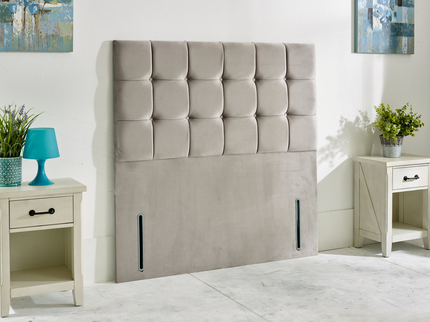 Sloane Ottoman Bed – Cubic Button Headboard - End Lift