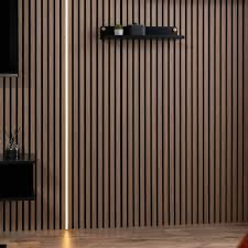Warm White LED Strips with Black Profile for Acoustic Wood Panels