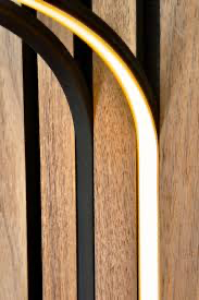Warm White LED Strips with Black Profile for Acoustic Wood Panels