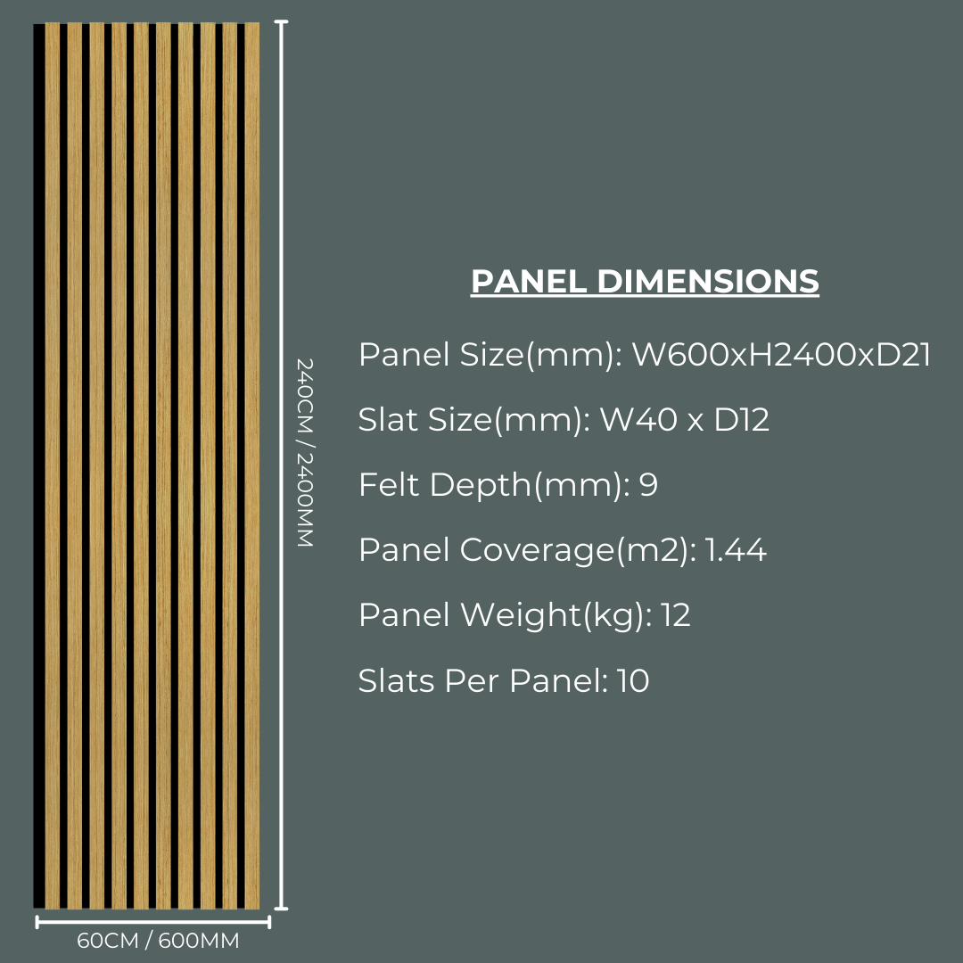 Acoustic Wide Wood Panel - Teak
