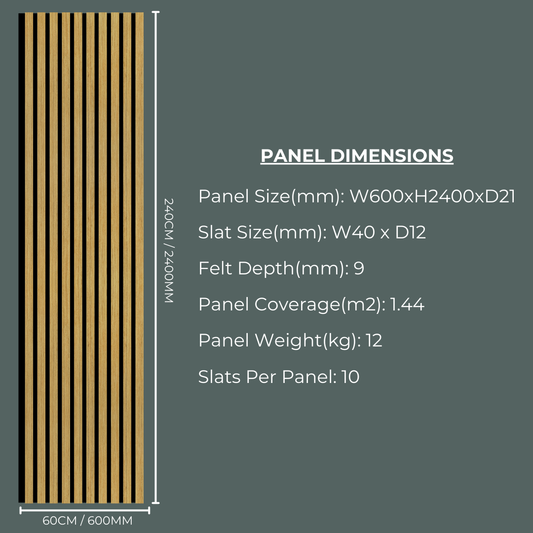 Acoustic Wide Wood Panel - Teak