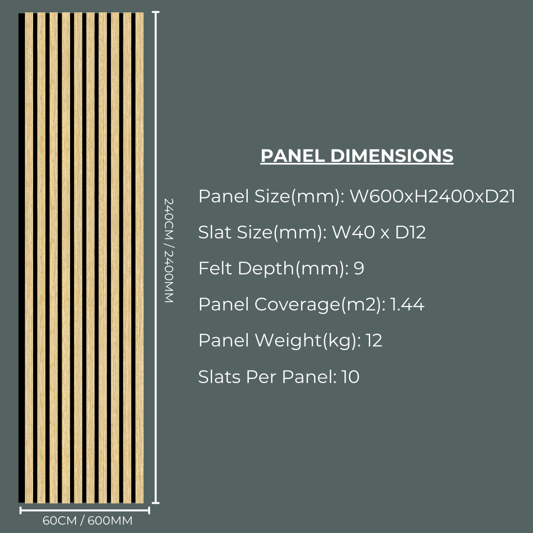Acoustic Wide Wood Panel - White Oak