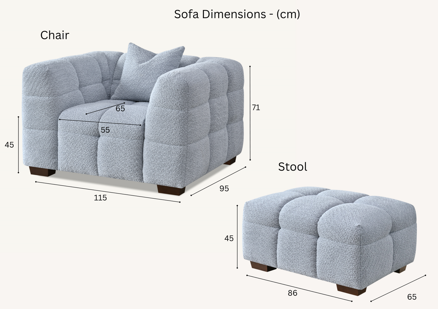 Harper Sofa in Bouclé Fabric