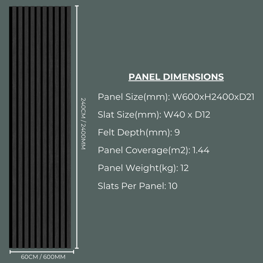 Acoustic Wide Wood Panel - Black Oak