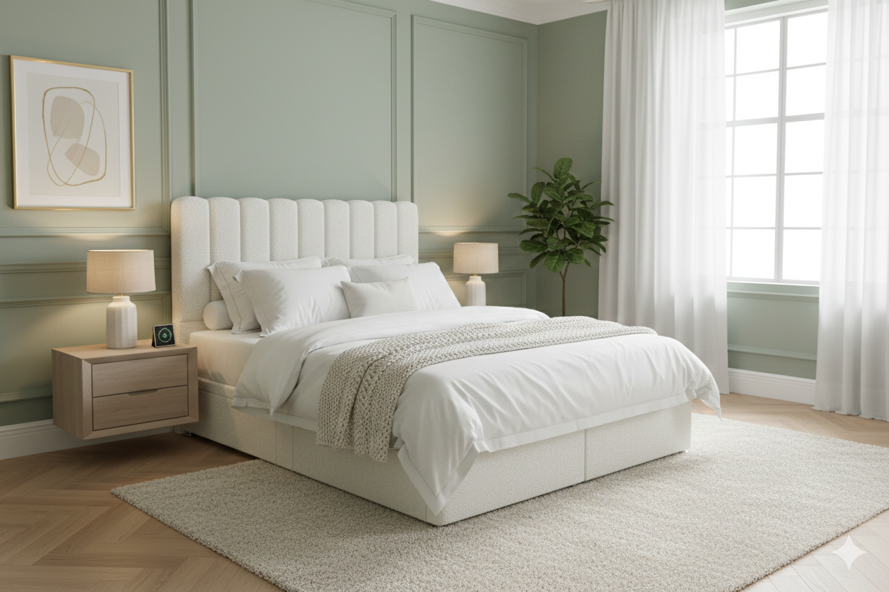 Elara Divan Bed – Cloud Headboard - Boucle